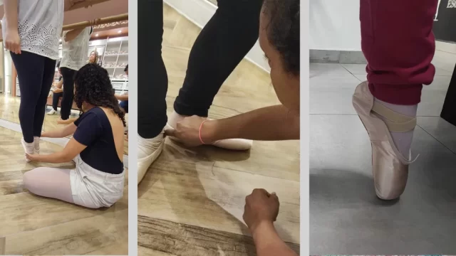 Ballet infantil com cuidado no ajuste dos calçados na TBA